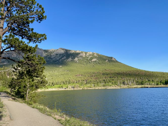 View of Lily Lake and Twin Sisters Mountain