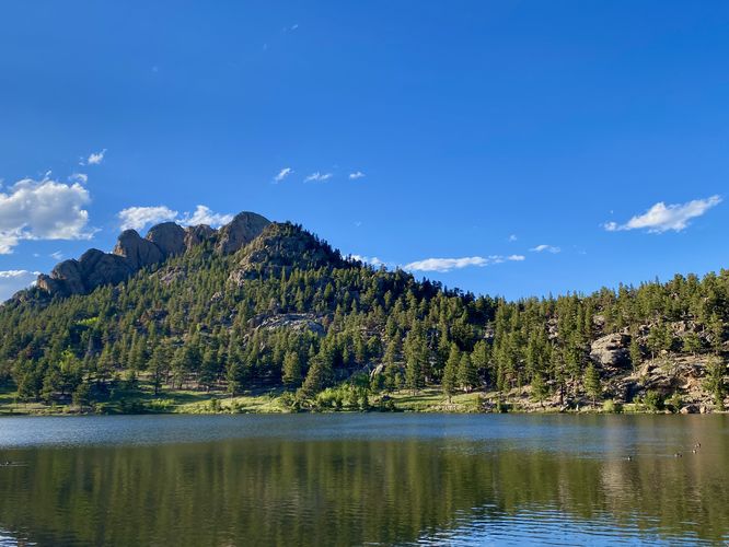 View of Lily Lake and Lily Mountain