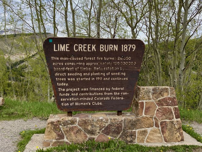 Lime Creek Burn 1879 historical sign