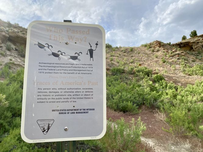 Archeological sign on-trail -- do not disturb or touch the ancient structures