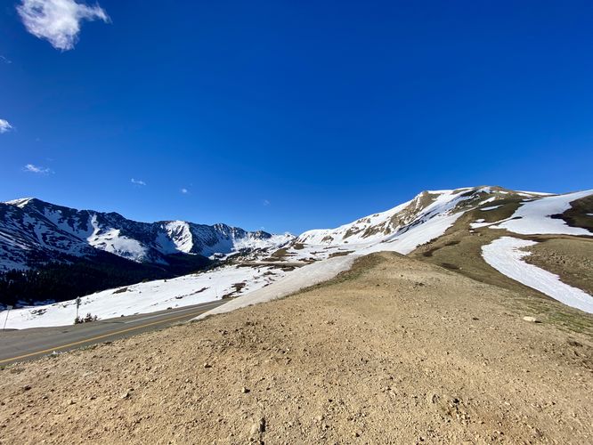 Snow-capped mountain views from Loveland Pass