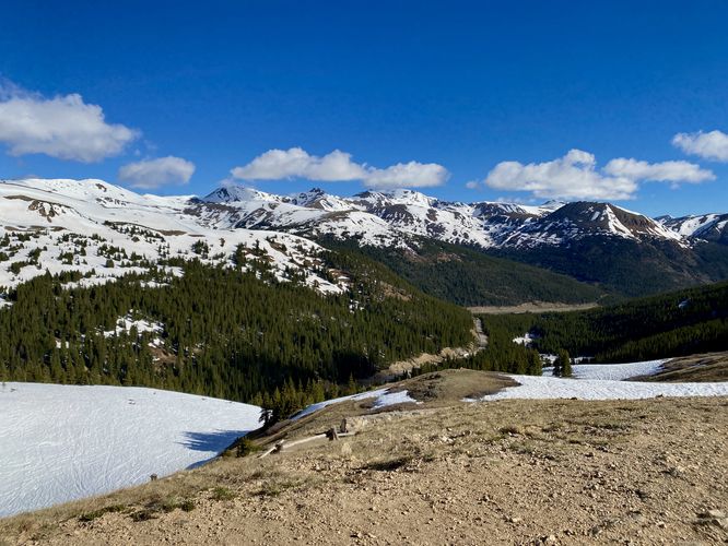 Snow-capped mountain views from Loveland Pass