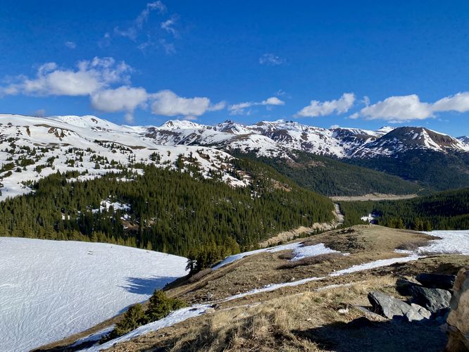 Snow-capped mountain views from Loveland Pass