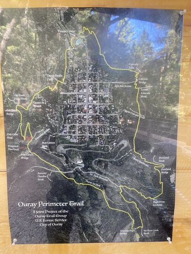 Ouray Perimeter Trail map at Lower Cascade Falls