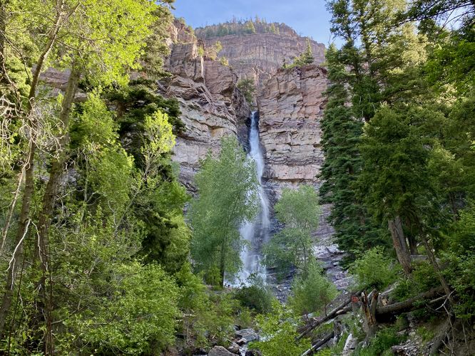 Downstream view of Lower Cascade falls (330-feet tall)
