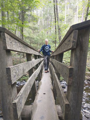 The bridge construction makes it easy to cross the creek