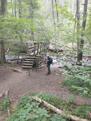 Another view of one of the sturdy bridges that help hikers cross the creek.