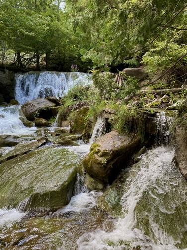 Lower Stockbridge Falls ~8-feet tall with other waterfalls