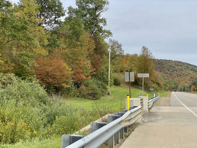 Hike along PA Route 6 to find the continuation of the Lumbermans Trail