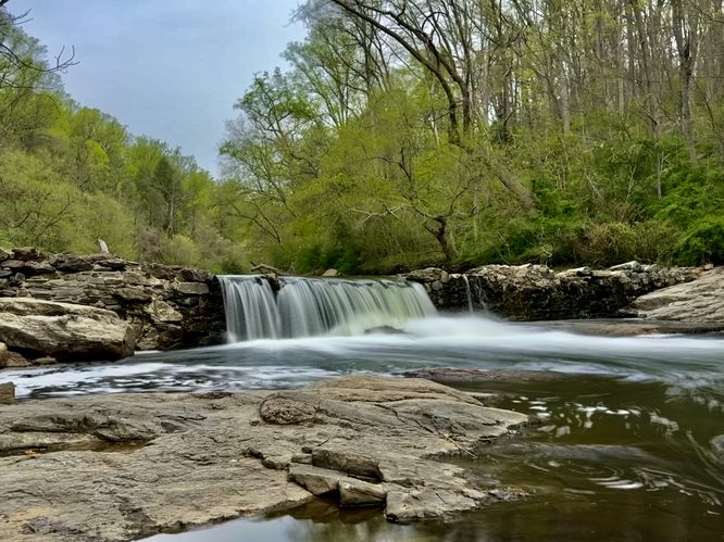 Long exposure downstream view of Magarge Dam Falls