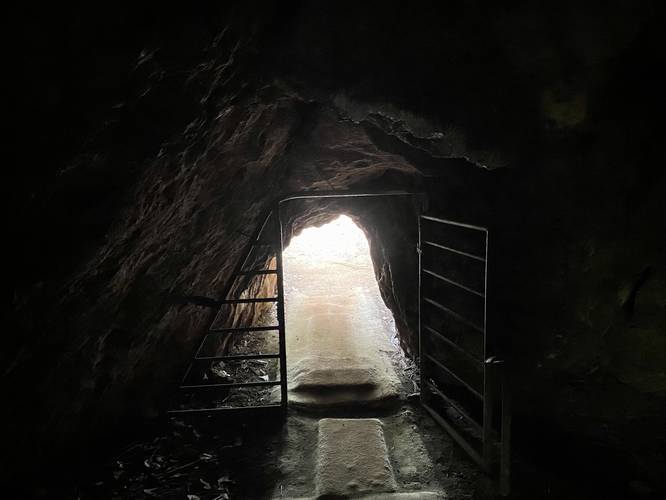 Metal gate closes the Makauwahi Cave entrance
