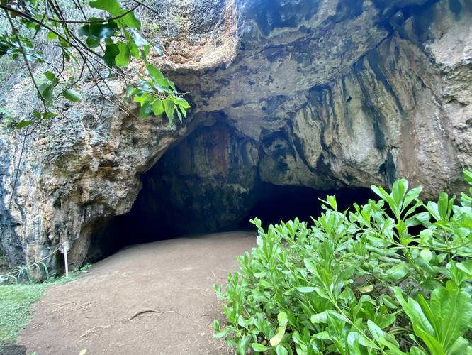 View of the first cave hikers enter at Makauwahi Cave