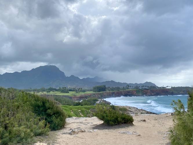 View from the Pa'a Dunes facing east of Kauai's stunning coastline