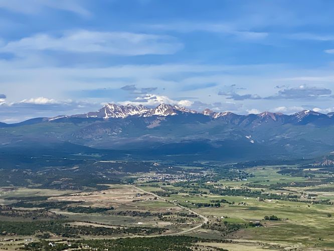 View of the Mancos Valley and snow-capped mountains