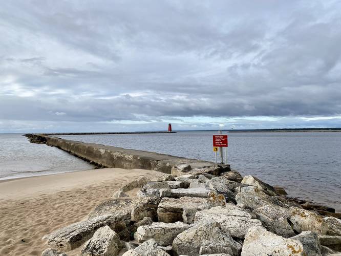 Manistique Lighthouse from beginning of breakwater