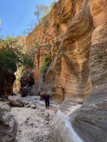 Hiking through the slot canyon