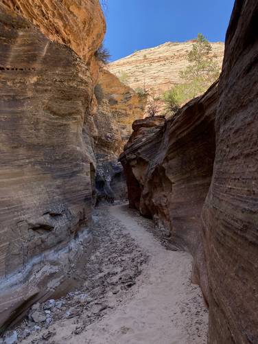 Hiking through the slot canyon