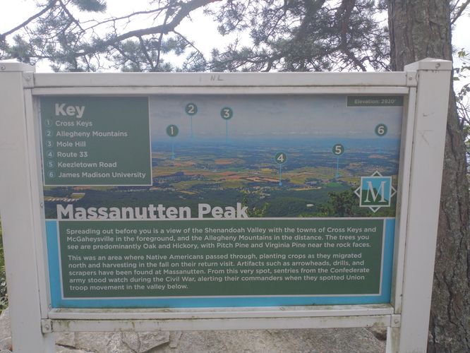 At the Peak of Massanutten Mountain is an information board that informs you what you are looking at.