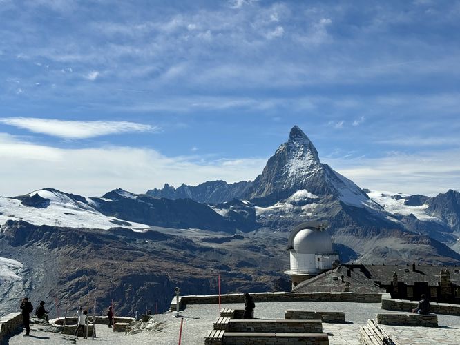 Summit of Gornergrat with benches and viewpoints