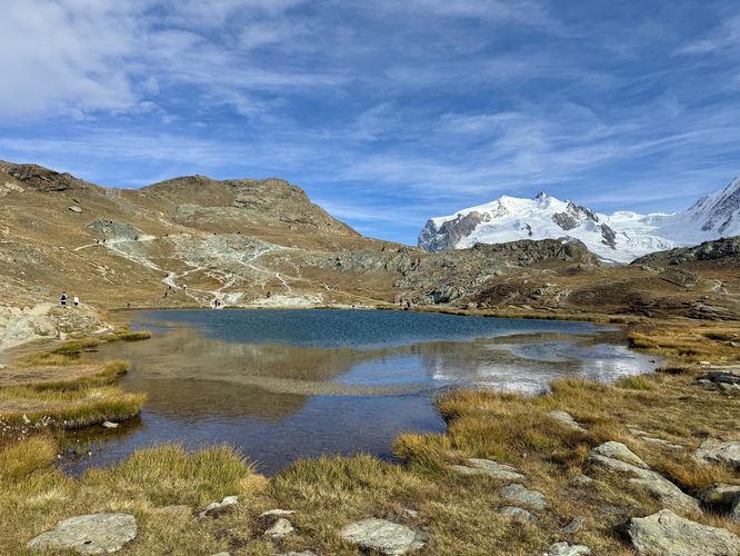 View of Riffelsee with the Monte Rosa massif in the background