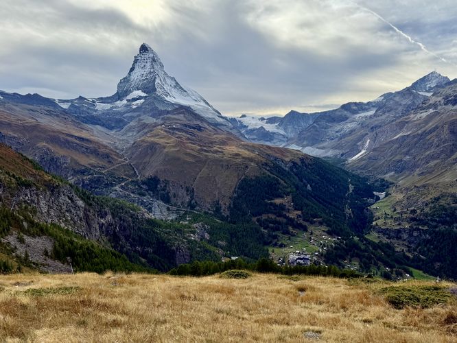 View into Zermatt with a backdrop of the Matterhorn
