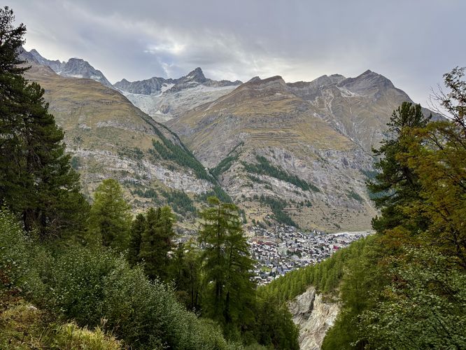 View of Zermatt from the forest trail