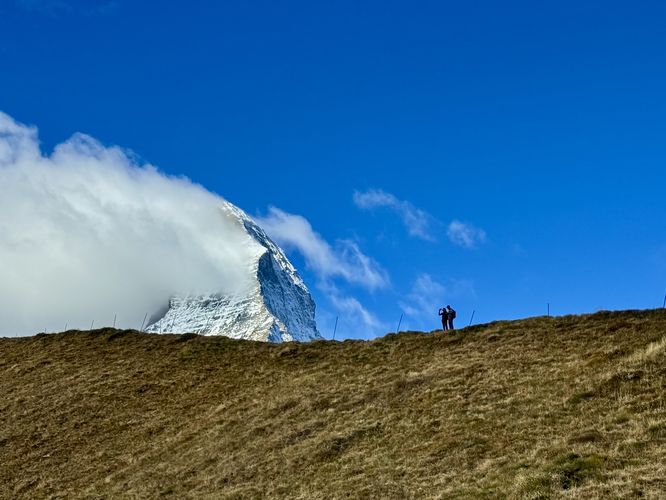 Matterhorn view with hikers in the foreground