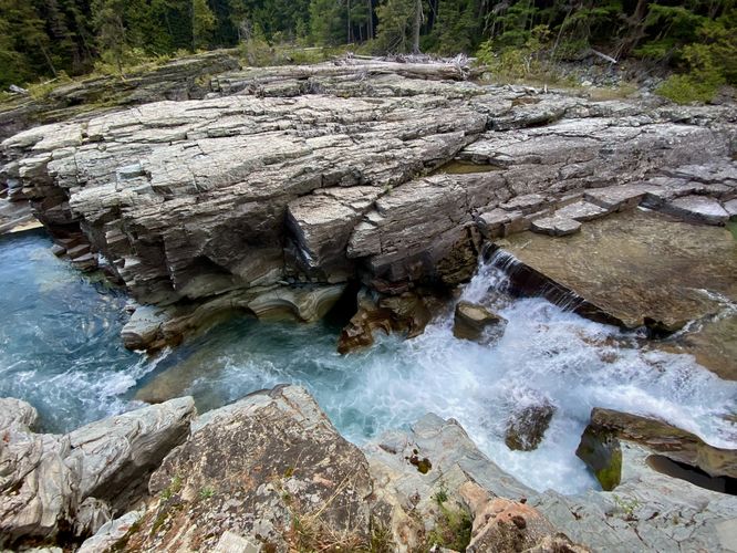 Waterfall in McDonald Creek (approx. 7-feet tall)