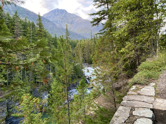Upstream view of McDonald Creek and McDonald Falls