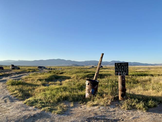 Donations at trailhead for the Meadow Hot Spring