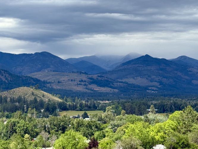 View of rain clouds sitting above Washington Pass