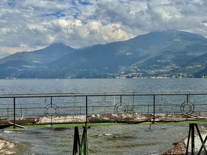 Old bridge hovers over the Val Sanagra River