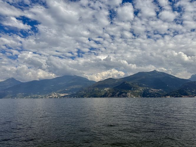 View across Lago di Como toward Vezio, Italy