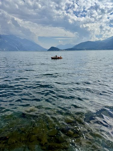 Water taxi sits in Lake Como