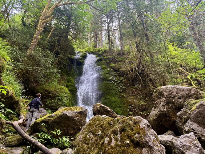 Dave standing at the base of Merriman Falls