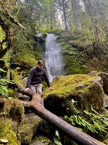 Coming down from the pool surrounded by lush rainforest within Quinault