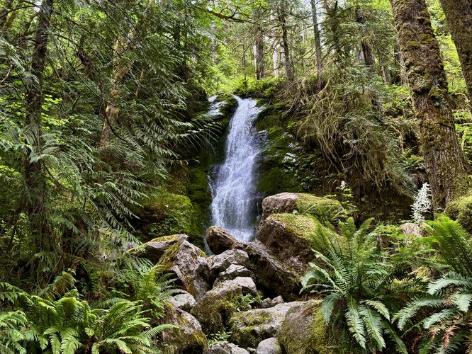 View of the 40-foot tall Merriman Falls from downstream
