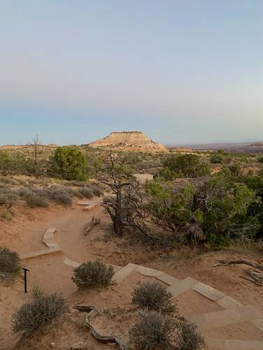 Hiking out along the Mesa Arch Trail