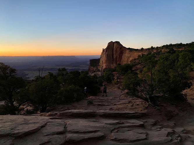 Hiking to Mesa Arch for sunrise