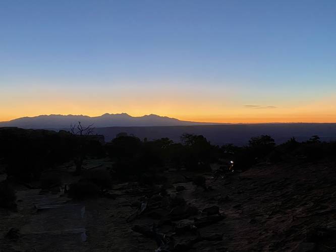 View of the La Sal Mountains before sunrise