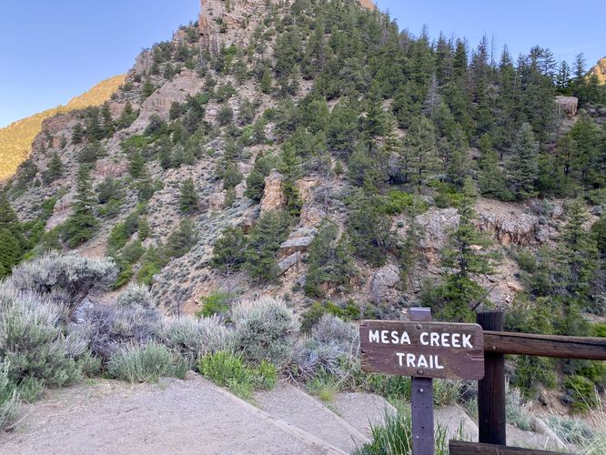 Mesa Creek Trail trailhead sign