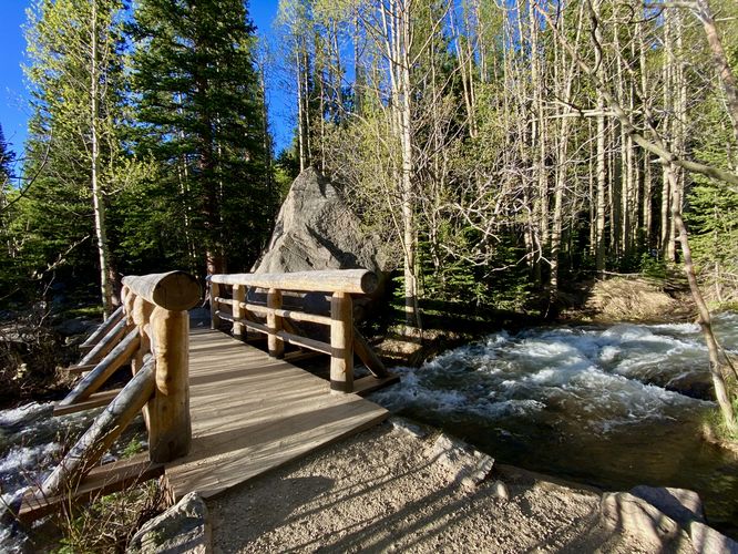 Creek crossing with footbridge