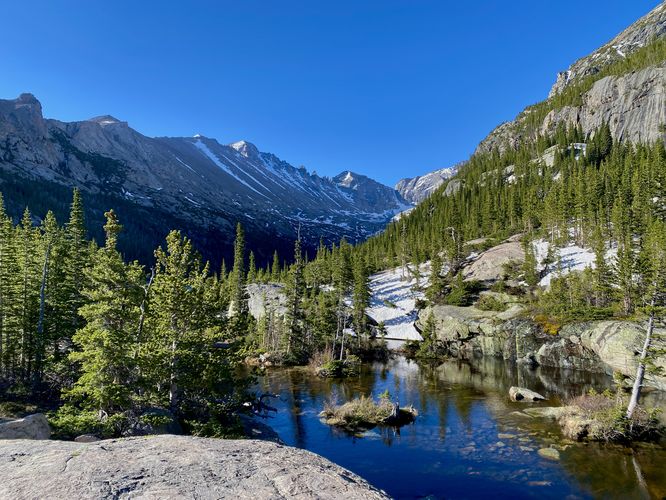 View of Glacier Creek flowing out of Mills Lake