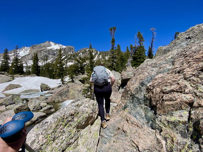 Rock scambling to Lake Haiyaha