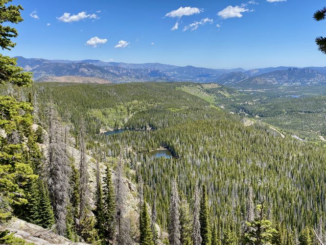 View of Nymph Lake and Bear Lake below