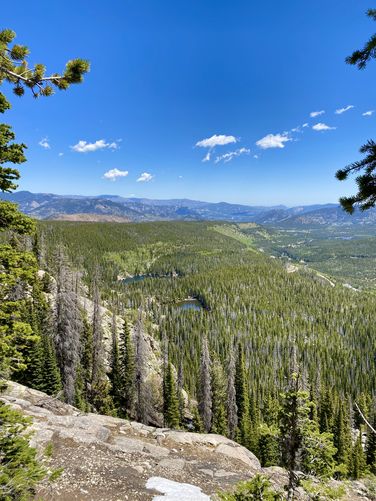 View of Nymph Lake and Bear Lake below