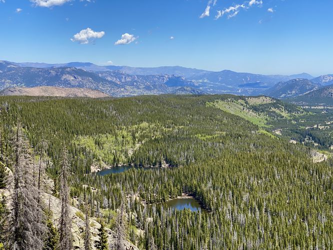 View of Nymph Lake and Bear Lake below