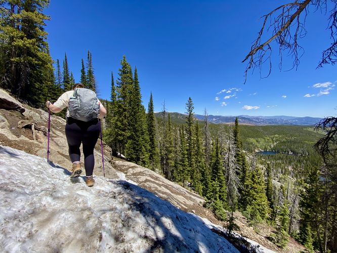 Hiking steeper snowfields