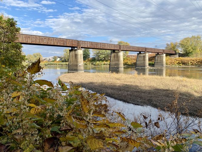 View of the train bridge that crosses the West Branch Susquehanna River