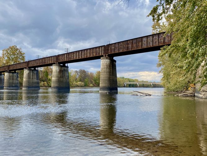 View of the West Branch Susquehanna River and train bridge